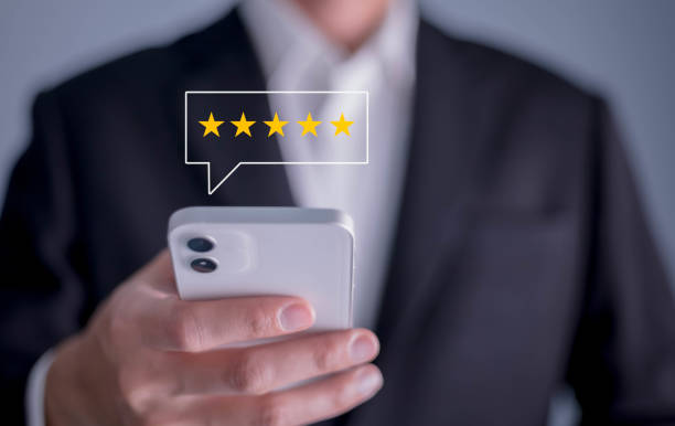 istock Customer review satisfaction feedback survey concept, User give rating to service experience on online application, Customer can evaluate quality of service leading to reputation ranking of business. 1475276705