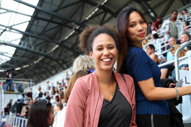 Two female friends portrait at an event