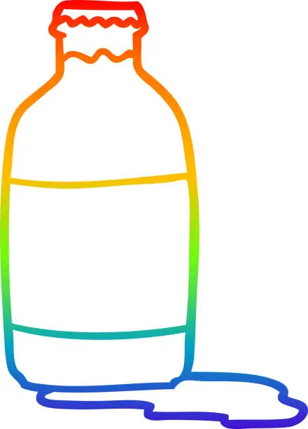 Vector illustration of rainbow gradient line drawing of a pint of fresh milk