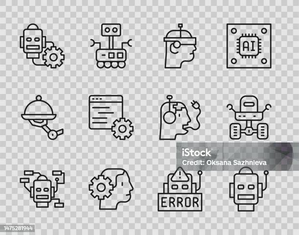 Set Line Robot Smart Glasses Humanoid Robot Setting Computer Api ...