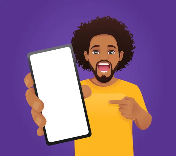 Vector illustration of Handsome man with phone