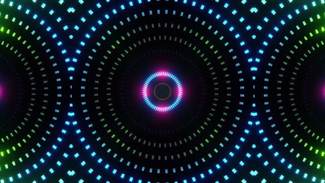 electronic radial colorful neon light bulbs pattern vj loop video 4k
