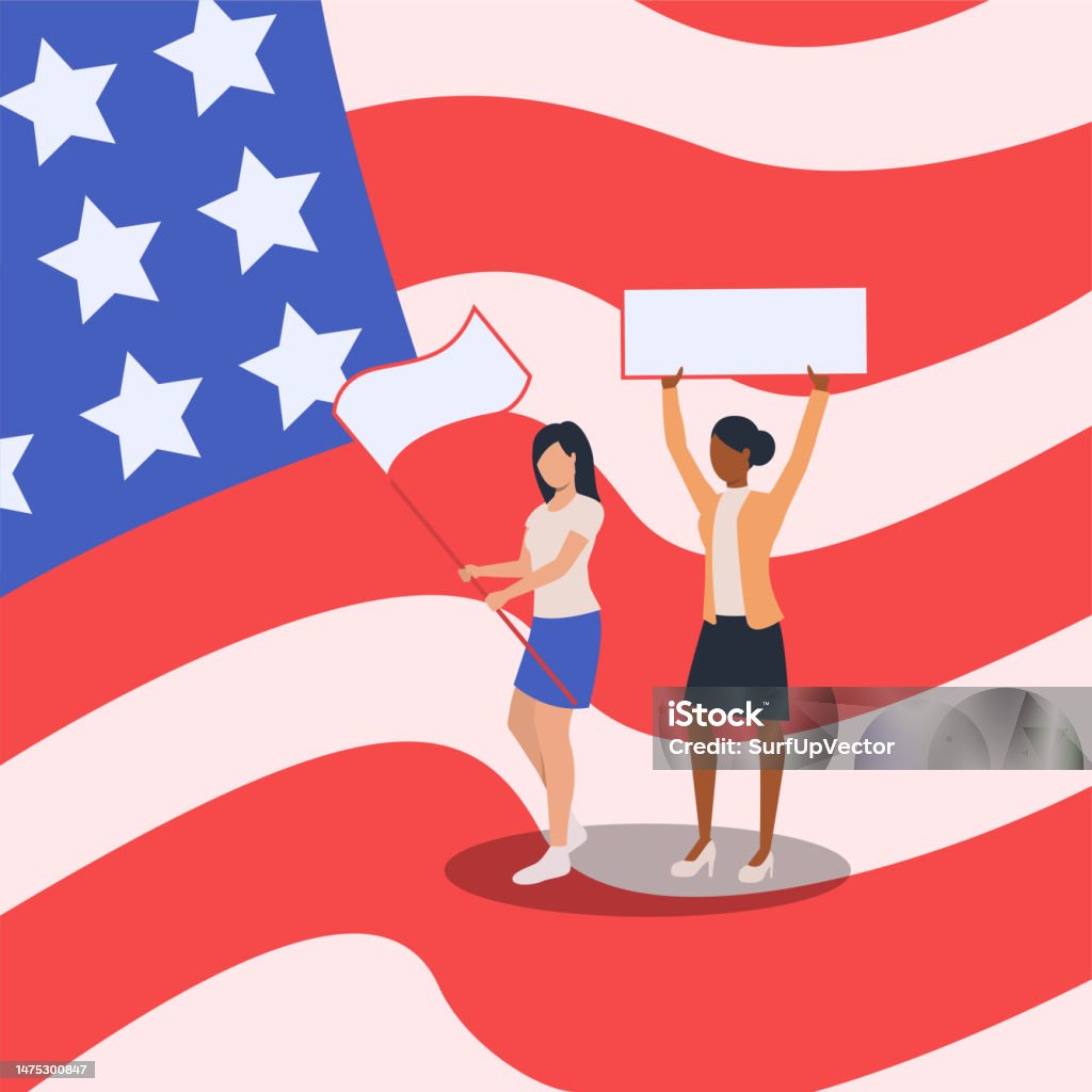 Americans Protesting Cartoon American People Protesting Vector Illustration Stock Illustration ...