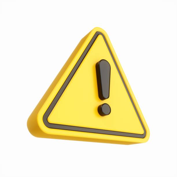istock 3D Rendering Yellow Warning Sign with Exclamation Mark isolated on white background 1475301320