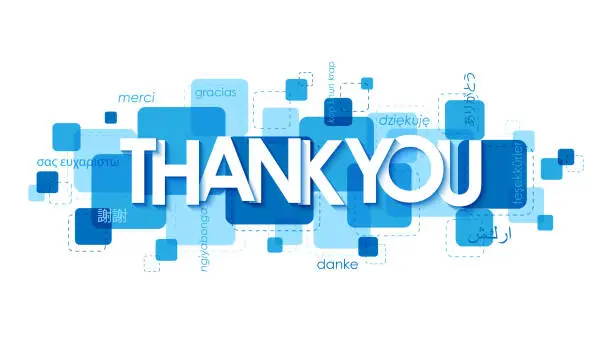 Vector illustration of THANK YOU! blue typography banner