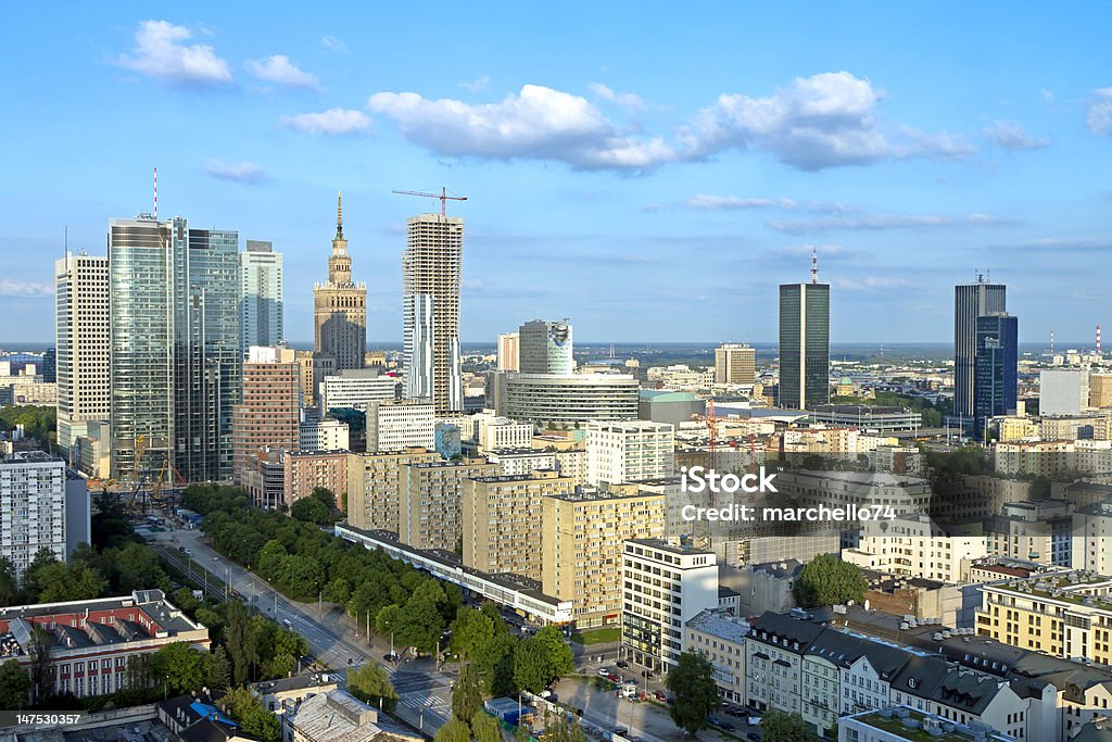 Warschau Luftaufnahme am späten Nachmittag - Lizenzfrei Architektur Stock-Foto