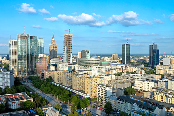 istock Warsaw aerial view in late afternoon 147530357