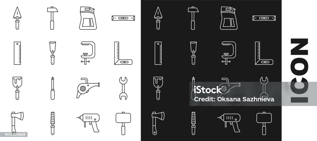 Putty Ruler Set Line Sledgehammer Wrench Spanner Corner Ruler Cement Bag Putty ...