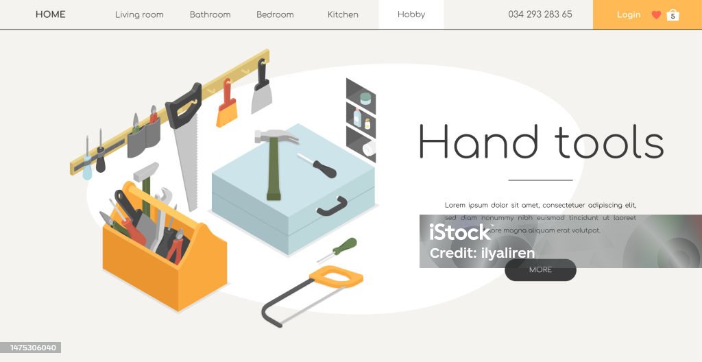 Hand Tools Isometric Web Banner Stock Illustration - Download Image Now ...