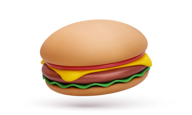 3d realistyczny burger na białym tle. ilustracja wektorowa - burger hamburger cheeseburger fast food stock illustrations