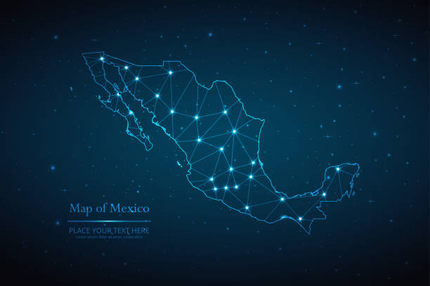 ilustrações de stock, clip art, desenhos animados e ícones de abstract map of mexico geometric mesh polygonal network line - mexican flag mexico flag digitally generated image