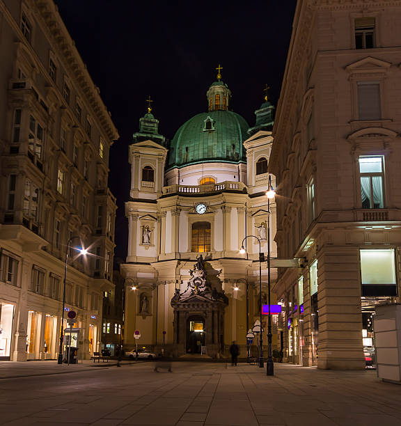 St Peter's Church at night, Vienna, Austria