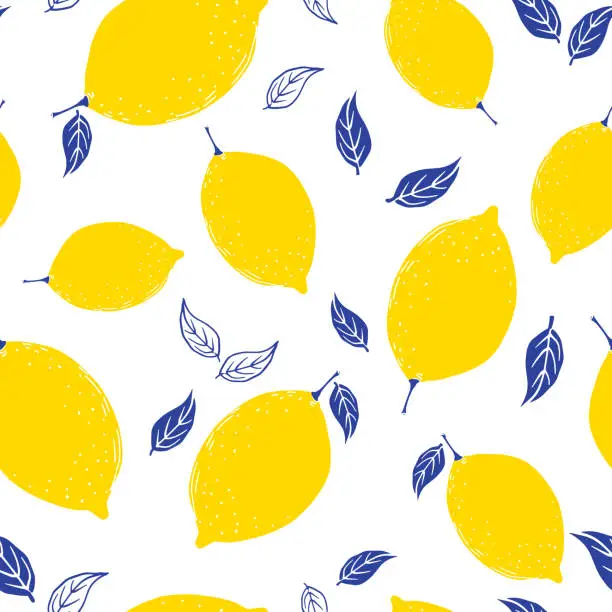 Vector illustration of Seamless pattern Of Doodled Lemons