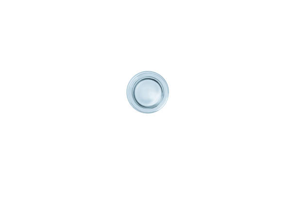 istock Empty small blue glass jar on a light background. View from above. isolated. 1475319375