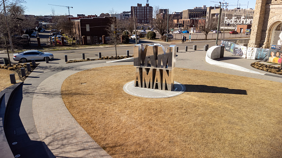 The I AM A MAN Plaza is where Memphis sanitation workers gathered during their 1968 strike in protest of working conditions.