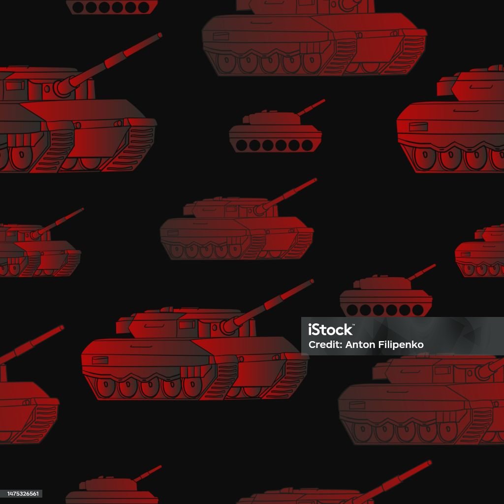 Simple Pattern Background Tank Background Seamless Pattern With Red Military Tanks Backdrop With Combat Vehicle ...