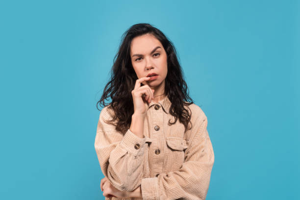 istock Sad pensive smart millennial european female brunette student in casual think about solving problem 1475330120