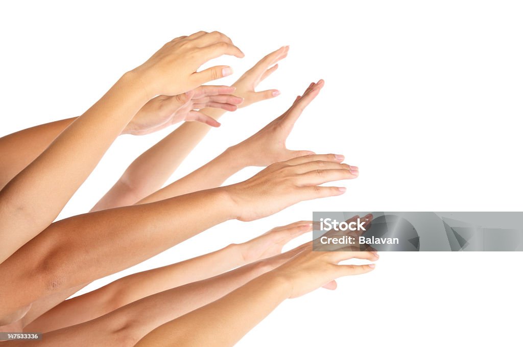 Mãos para cima - Foto de stock de Branco royalty-free
