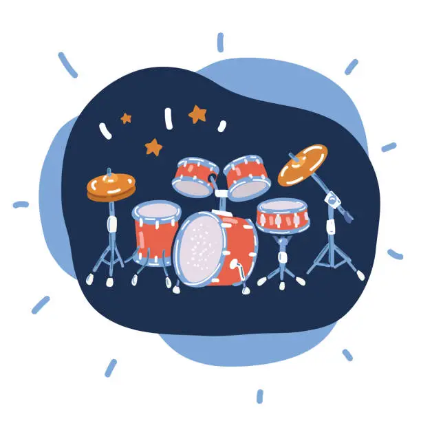 Vector illustration of Cartoon vector illustration of Set of drums