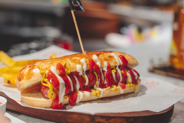 istock Hot dog with Mayonnaise and Ketchup 1475340817
