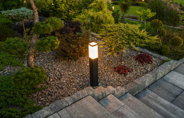 istock Rockery Garden Illuminated by LED Outdoor Lights 1475348016