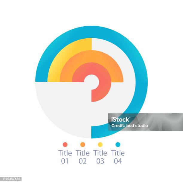Radial Bar Infographic Chart Design Template With Four Grid Lines Stock ...