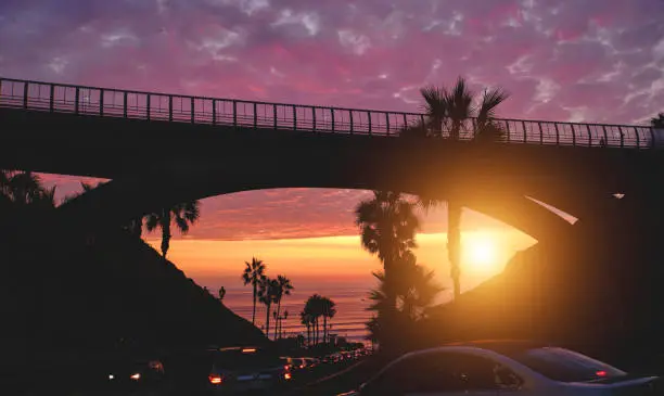 Photo of Sunset view from La Bajada de Balta in Miraflores, in the city of Lima. Peru