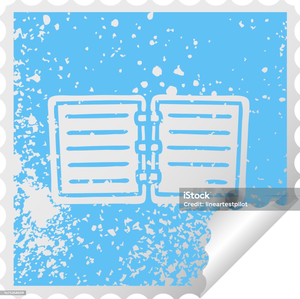 Note Record Book Symbol Distressed Square Peeling Sticker Symbol Of A Note Book Stock ...