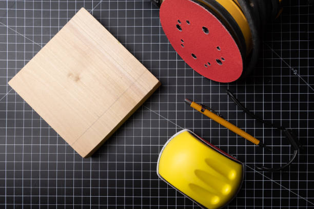 istock Hand tools for woodworking on a black cutting mat. 1475362239