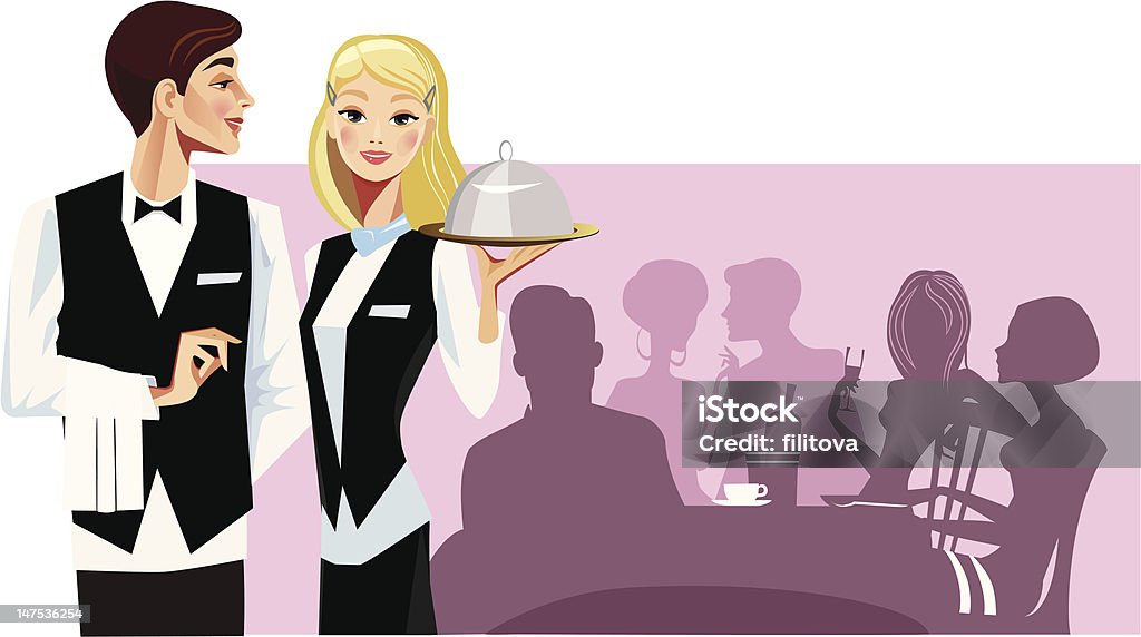 waiters vector illustration of a man and woman waiters Activity stock vector