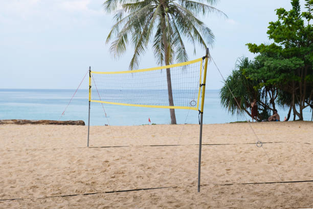 istock Stretched volleyball net for playing on the sandy beach. 1475366311