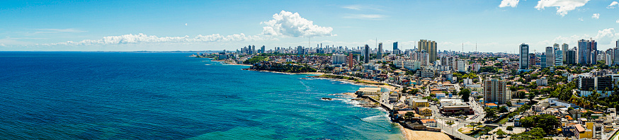 Panoramic view of Salvador coast - Paciencia, Red river and Ondina beaches - Bahia - Brazil