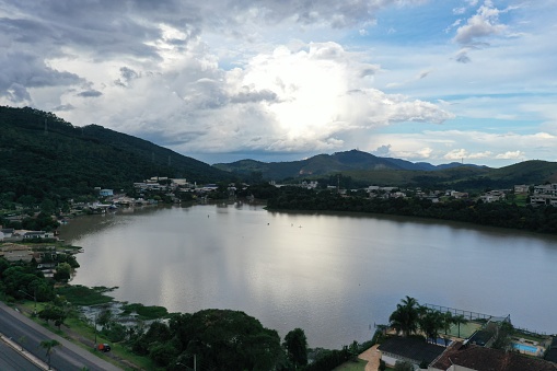 aerial image of the Bortolan dam in Poços de Caldas state of Minas Gerais