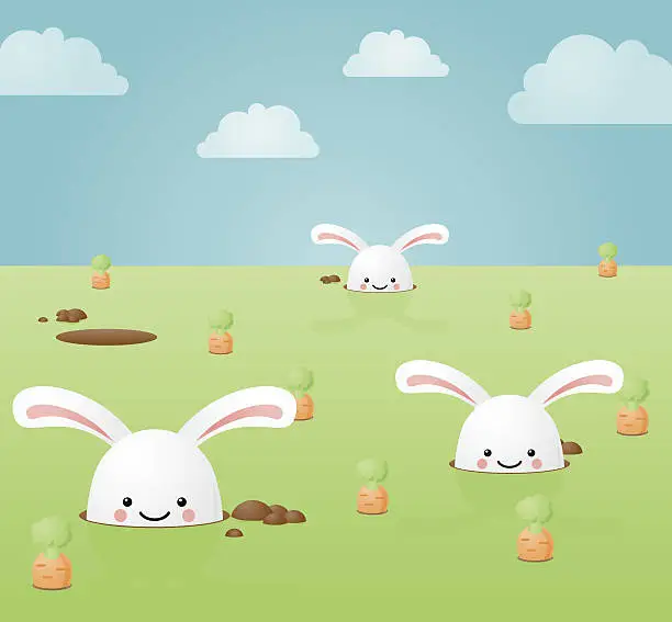Vector illustration of happyland: bunny burrow