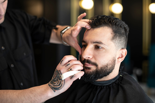 bearded man in barber shop