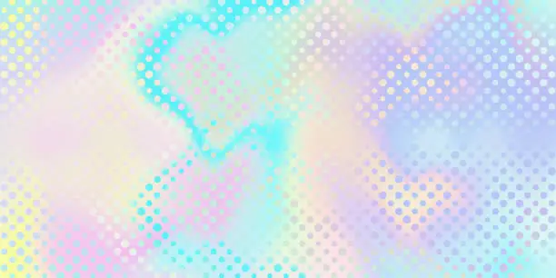 Vector illustration of Hologram iridescent texture background, holographic foil with color gradient. Vector holographic rainbow of abstract colors blend mesh pattern