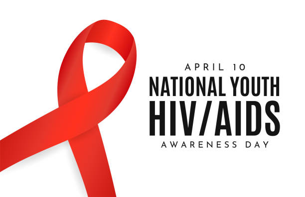 illustrazioni stock, clip art, cartoni animati e icone di tendenza di tessera nazionale per la giornata nazionale di sensibilizzazione sull'hiv/aids, 10 aprile. vettore - ribbon banner aids awareness ribbon red