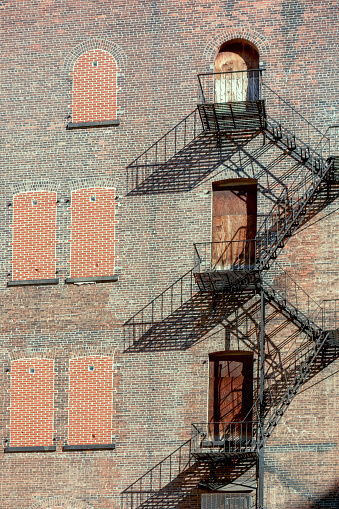 Fire escape of an old brick building