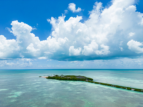 Aerial view of the island Tea Table Key at the Florida Keys