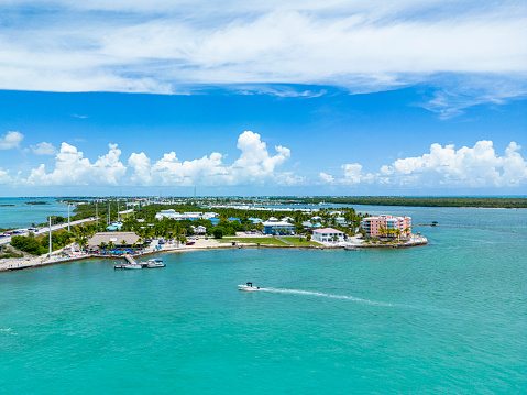 Aerial view of the island Marathon Key at the Florida Keys