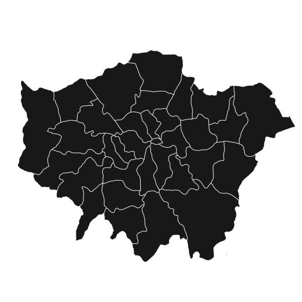 ilustrações, clipart, desenhos animados e ícones de mapa da grande londres é uma região da inglaterra, com fronteiras dos condados cerimoniais ou boroughs - greater london illustrations