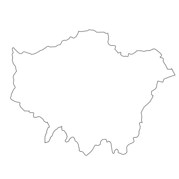 ilustrações, clipart, desenhos animados e ícones de mapa de contorno de londres, capital da inglaterra, reino unido, grã-bretanha, reino unido - greater london illustrations