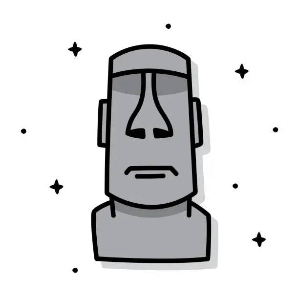 Vector illustration of Easter Island Stone Head Doodle 6