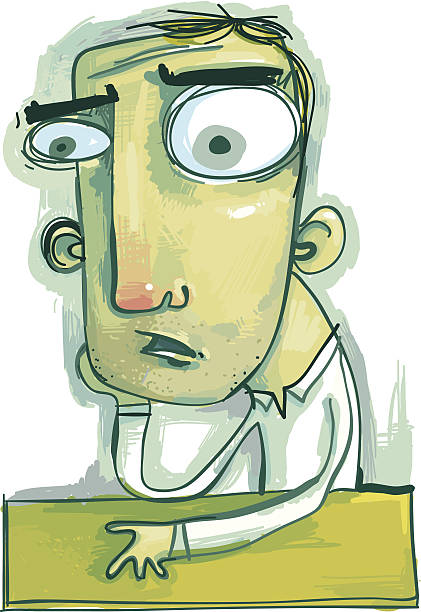 обеспокоенный mind - vector illustration and painting men caricature stock illustrations