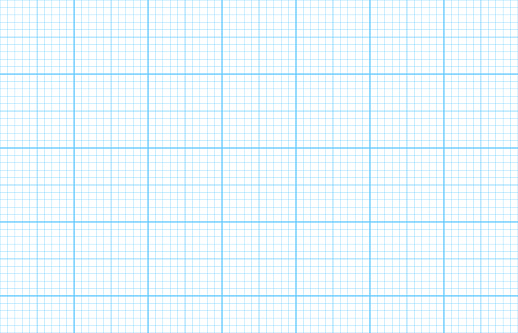 Blue grid paper pattern. Checkered sheet template for notebook page in school math education, office work, memos, drafting, plotting, engineering or architecting measuring. Vector graphic illustration