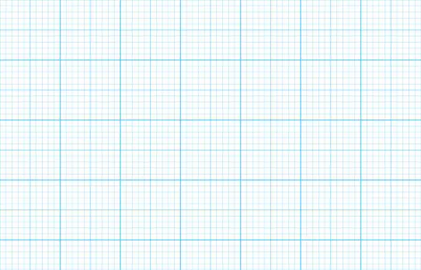 Vector illustration of Blue grid paper pattern. Checkered sheet template for notebook page in school math education, office work, memos, drafting, plotting, engineering or architecting measuring