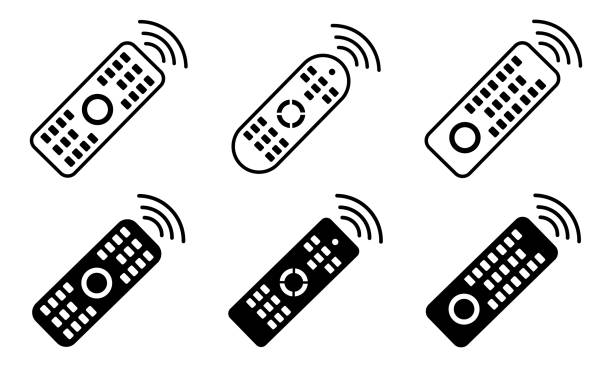zestaw ikon sterowania telewizorem - dvd player computer icon symbol icon set stock illustrations
