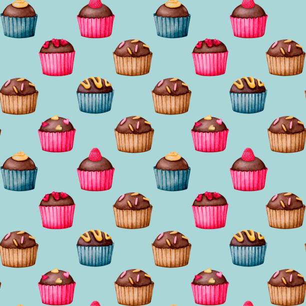 istock Seamless pattern with chocolates on a blue background. Watercolor design for Valentine's Day, Birthday, Wedding, Anniversary. Ideal for printing on packaging, wrapping, stationery, fabric. 1475403107