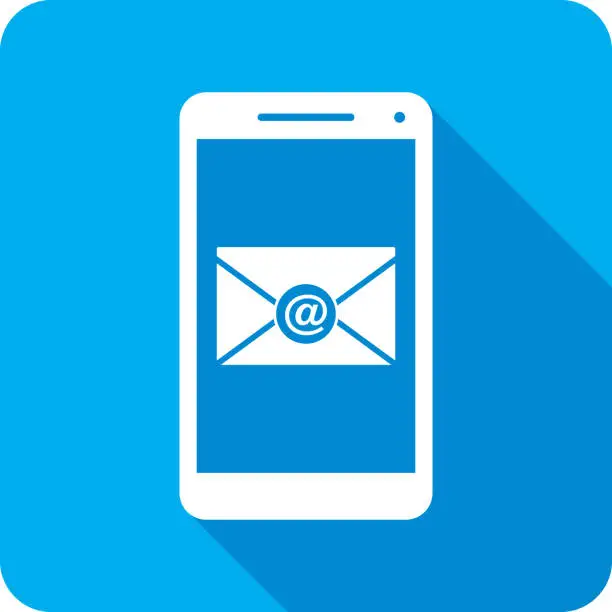 Vector illustration of Envelope At Smartphone Icon Silhouette