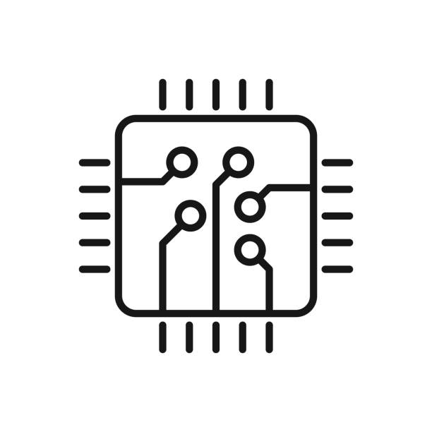 ilustrații de stoc cu pictogramă editabilă a procesorului, ilustrație vectorială izolată pe fundal alb. utilizarea pentru prezentare, site web sau aplicație mobilă - cip